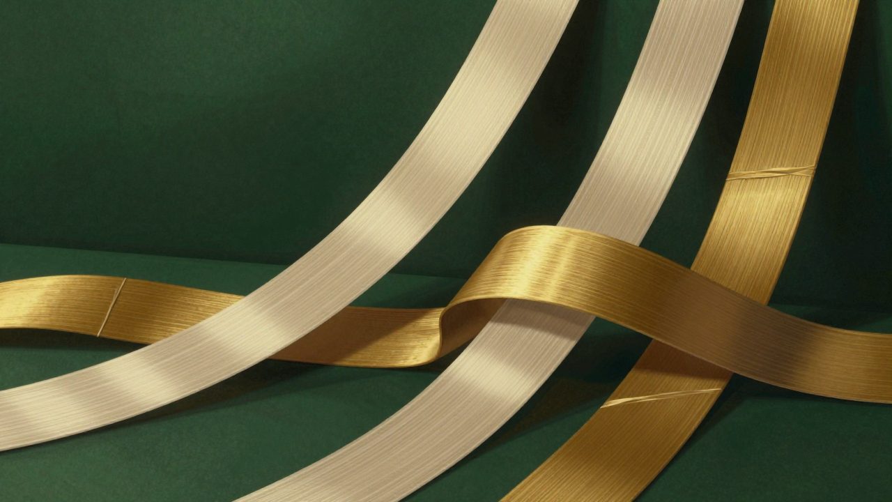 Abstract illustration of interlacing gold and ivory ribbons forming a woven fabric, representing systems and hardware working together